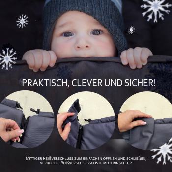 Preview: BAMBINIWELT Winterfußsack in Mumienform für Kinderwagen und Buggy, 110cm, Wolle, Design UNI